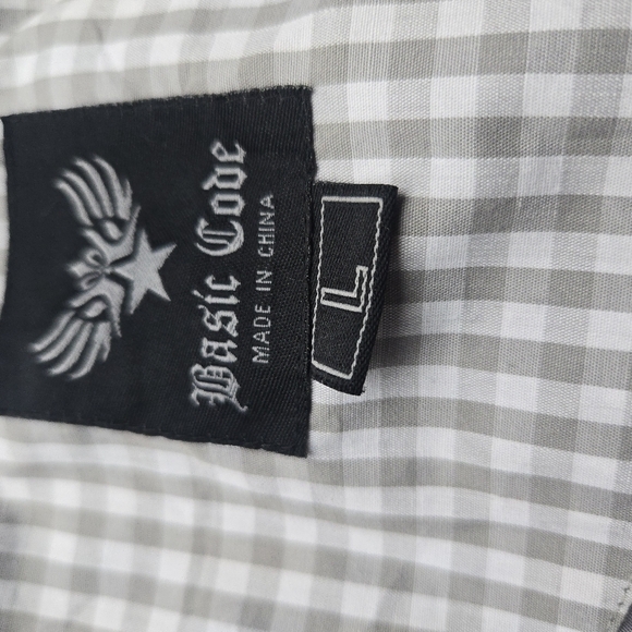 Basic Code Men's Lightweight Check Zip-Up Jacket - Gray - Picture 6 of 6